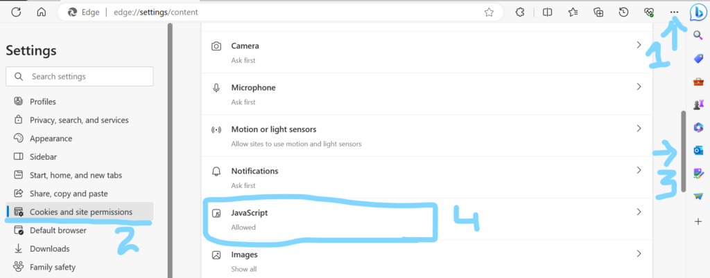 Disabling JavaScript on Microsoft Edge Browser