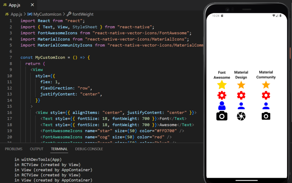 vector icon in react native